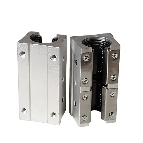 SBR16LUU Bearing Blocks, 2Pcs 16mm Open Long Sliding Ball Bearing Block for SBR16 Linear Motion Shaft Guides Slide Rails as CNC Linear Rail Kit - Poueer