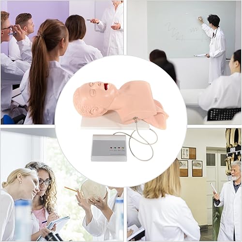 220V Intubation Model, PVC Manikin Study Teaching Model Airway Management Trainer Tool Oral Nasal Airway Intubation Kit Management Trainer with Alarm Machine & Power Adapter - Poueer