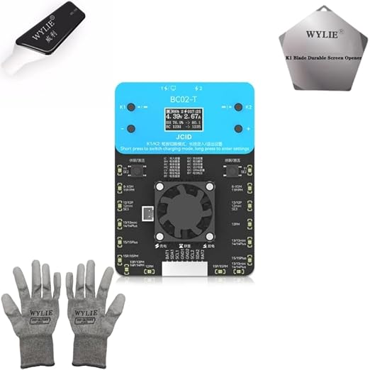 JCID Super Battery Cycler BC02-T Dual Channel Battery Tester High Current 4A Charging Device for iPhone Battery Health Testing JC Programmer JCID Testing Device WYLIE Tools 5 Pack - Poueer