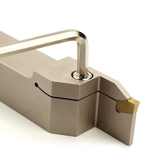 OSCARBIDE 1'x1' Nickel Plated Indexable Grooving & Parting Cut-Off Tool with GTN-4 Carbide Insert, Right-Hand Lathe Holder (1pc) - Poueer