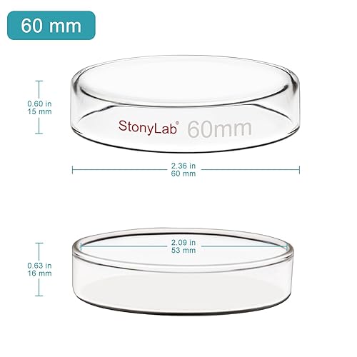 stonylab 10pk Glass Petri Dishes, 75x15 mm Autoclavable Borosilicate Glass Cell Culture Dishes Petri Dishes with Clear Lid for Laboratory - Poueer