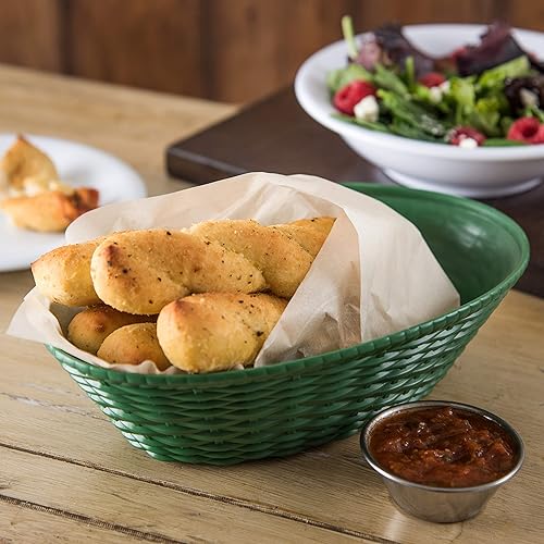 Carlisle FoodService Products 650409 WeaveWear Oval Serving Basket, 9' x 6', Green (Pack of 12) - Poueer