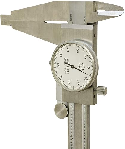 Prolinemax HD 8'' Stainless Steel Long Range Dial Caliper Upper Jaw 0.001'' Graduation - Poueer