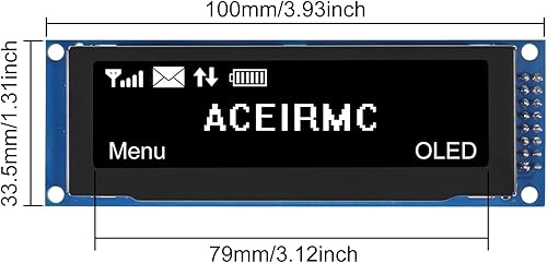 2pcs 3.12 inch OLED Display 256x64 OLED LCD Display SSD1322 Module 16pin Parallel SPI Soldering for Arduino (Green) - Poueer