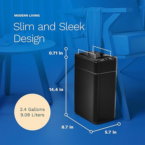 hOmeLabs - 13 Gallon Kitchen Trash Can - Retractable Automatic Sensor Butterfly Lid, Space-Saving Design, Easy to Clean, Battery-Operated with Batteries Included - Stainless Steel - Poueer