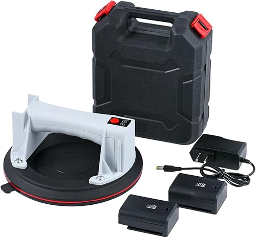 Electric Glass Suction Cup Lifter 8'-400lbs Max Load-Digital Display Suction Cups-Monitor-Auto Start Pump-Detachable Battery. Glass, Granite, Tile, Metal, Windshield Suction Cup Handles Tool. - Poueer