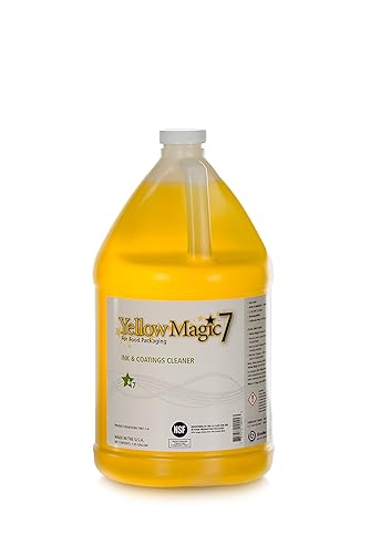 Yellow Magic 7: One Gallon, Full Strength, Undiluted Jug of Human and Pet-safe Flexo UV Ink and Varnish Cleaner for Food Packaging, Coatings & Varnishes, Rubber, Plastic, Steel - Poueer