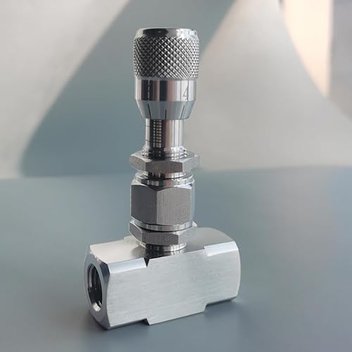 Needle valve 1/2' NPT, 10mm orifice, Micro flow control valve, Accurate dials, stainless steel, Regulating Valve, Instrument Gauge - Poueer