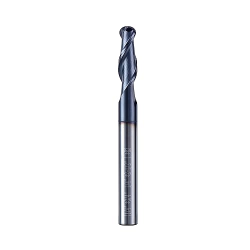 Ball Nose End Mills JESTUOUS Carbide Spiral Router Bits 2 Flute 1/4' Shank Dia. 3/4' Flute Length for Milling Metal Steels,5 Pieces - Poueer