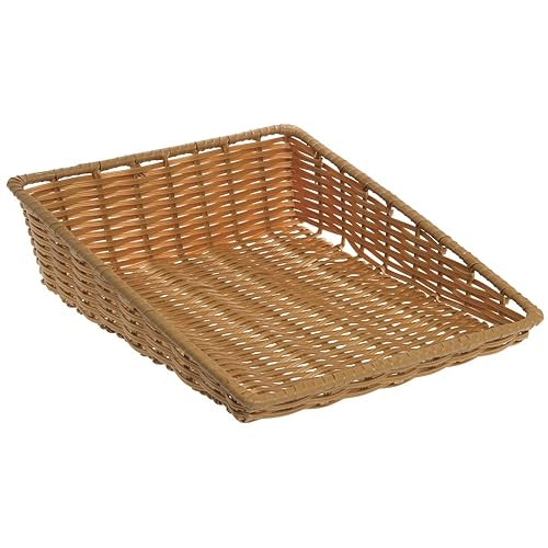 HUBERT Beige Tapered Storage Basket - 15 1/2'L x 18'D x 1 1/2' to 5'H - Poueer