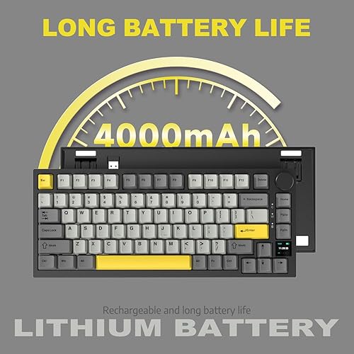 ATTACK SHARK X820ULTRA Wireless Gaming Mechanical Keyboard with TFT Smart Display&Knob,Side Printed PBT,Gasket Mounted 75% TKL Keyboard,BT5.0/2.4GHz/USB-C,RGB Backlit（White Contour,Shark Switch - Poueer