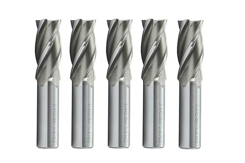 Shars 5 PCS 1/4' x 3/8' HSS 4 Flute Single End Center Cut End Mill, 5/8' Flute Length 404-6023-5 ^ - Poueer