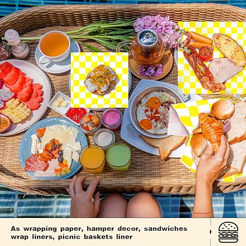 Colarr 1000 Pcs Waxed Paper Sheets Bulk 15 x 15 Inch Large Sandwich Wrapping Papers Checkered Deli Food Basket Liners for Burgers Bread Restaurant Barbecue Picnic(Red) - Poueer