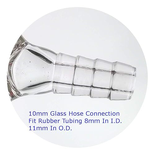 Laboy Glass Vacuum Inert Gas Inlet Adapter With 24/40 Outer Glass Joint & 8mm Hose Connection Organic Chemistry Lab Glassware 5 pcs - Poueer