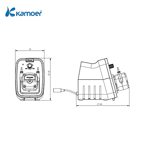 Kamoer KCP200 Automatic Circulation high Flow peristaltic dosing Pump 24v 100~200ml/min with Adjustable Flow Rate BPT 3.2 * 6.4mm - Poueer