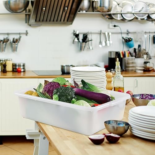 4-Pack 35 L Bus Box, Plastic Utility Bus Tub, Commercial Dish Pan, White - Poueer