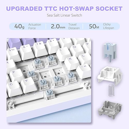 ATTACK SHARK X820ULTRA Wireless Gaming Mechanical Keyboard with TFT Smart Display&Knob,Side Printed PBT,Gasket Mounted 75% TKL Keyboard,BT5.0/2.4GHz/USB-C,RGB Backlit（White Contour,Shark Switch - Poueer