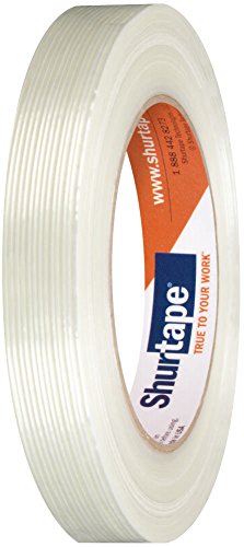 Shurtape GS 490 Economy Grade, Light Duty Fiberglass Reinforced Strapping Tape, 55m Length x 18mm Width per Roll, White, 1 Case of 48 Rolls (101229) - Poueer