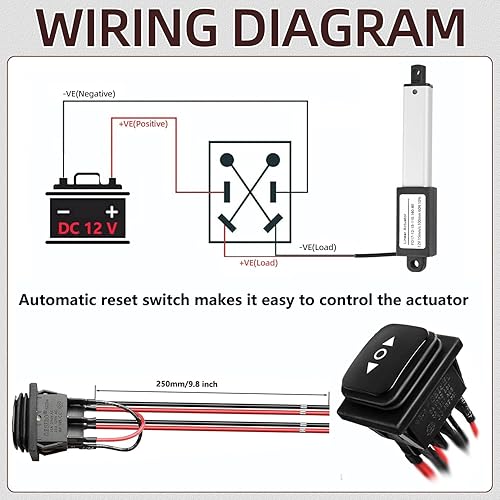 AWINLI Mini Linear Actuator 12V 4 Inch Stroke,60N/13.4Lbs,Speed 15mm/s Mini Waterproof Sports Actuator Small 12V with Mounting Bracket for Cabinets,Window Openers,Robots(100mm） - Poueer