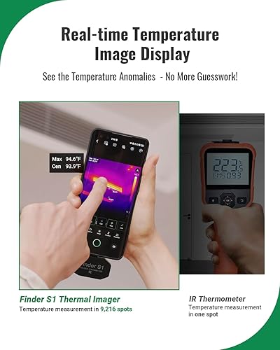 Finder S1 Thermal Camera for Android,96x96 IR Resolution Thermal Imaging Camera with Live Super Resolution,Thermal Imager for Android Phones and Tablets,Carrying Case,USB-C(not for iPhone) - Poueer