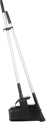 Remco - A Vikan Company 62509 Lobby Dustpan with Broom, Polypropylene/Polyester/Aluminum, 7' X 14' Bin, 37' Handle, Black - Poueer