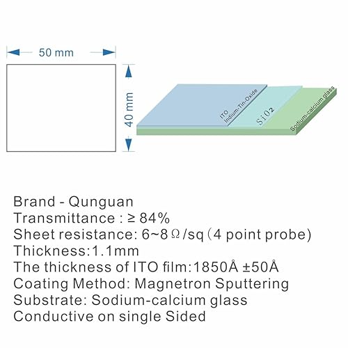 ITO (Indium tin Oxide)Substrate Coated Conductive Glass Slides 100×100×0.7mm 7ohm/sq (6pcs) - Poueer