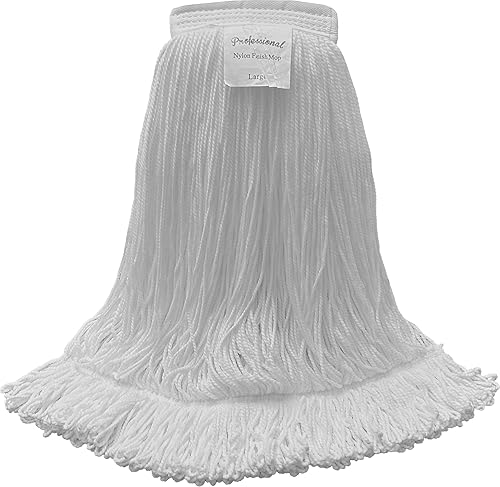 Professional Nylon Looped-End Wax Mop (3 Pack) - Large Size with Narrow Band - Poueer