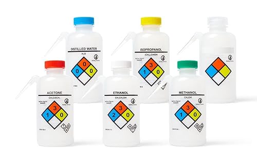 United Scientific™ UniSafe™ Leakproof Printed Write-On Wash Bottles, Unitary, LDPE, 500 mL | Designed for use in the Laboratory, Classroom, or Home - Poueer