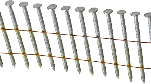 marddpair 1-3/4-Inch x .092-Inch Siding Nails 15-Degree Collated Wire Coil Full RoundHead Ring Shank Hot-Dipped Galvanized 3600 Count for Rough Nailing of Lathing and Sheathing Materials - Poueer