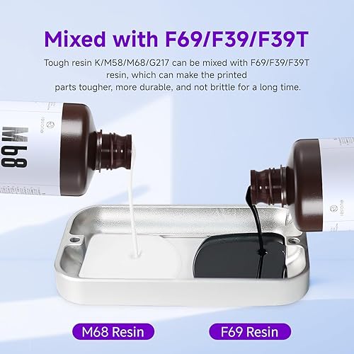 RESIONE Tough 3D Printer Resin, Not Brittle ABS Like Tough & Rigid 3D Resin for LCD 3D Printing UV 405nm (M58 Grey 1KG) - Poueer