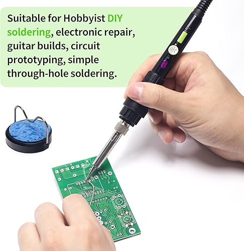 YIHUA 928D-III Soldering Iron,110W High Power, Fully Digital Display °F /°C- Temperature Control Soldering Tool, Accurate 194~896°F, with ON/OFF Switch, Iron Tip, Brass Wool, Automatic Sleep Mode - Poueer