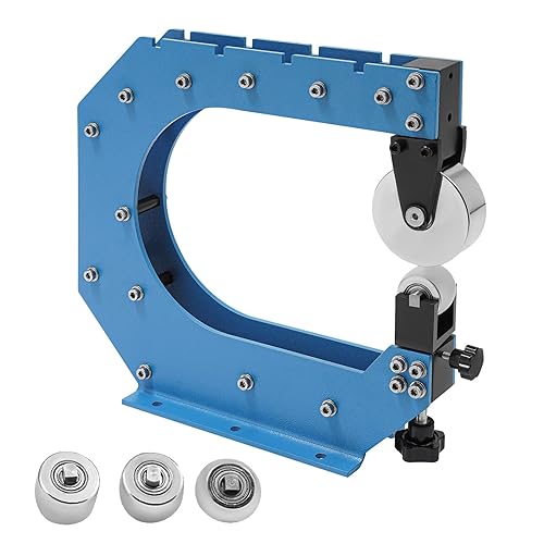 Professional Benchtop English Wheel with 5 Wheels, 12'' Throat Depth, Form Up to 16Ga/1.5mm Mild Steel, Copper, and Aluminum, 90° Rotatable Wheels - Poueer