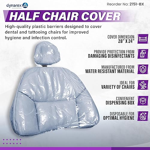 Dynarex Dental Half Chair Cover, 28 X 24 Inch, 225 Count - Poueer