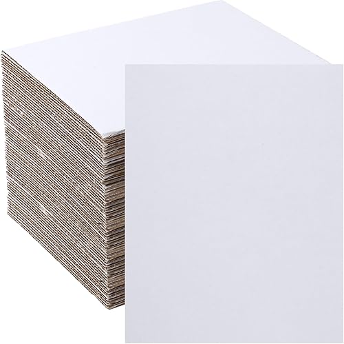 14x17' Inch Large Corrugated Board Sheets 200 Pcs, Made In USA, E Flute Corrugated Cardboard Sheet,White Packaging Sheet, Inserts, Shipping, Dividers, Mailing, DIY Craft, School Projects - Poueer
