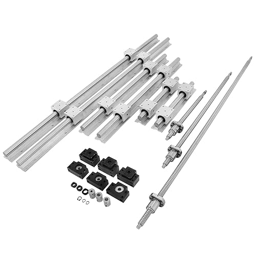 Happybuy Linear Rail, Ballscrew x 3, RM1605-350mm 650mm 1050mm x 2 Linear Rail Support, 12 CNC Kit Linear Shaft Optical Axis - Poueer
