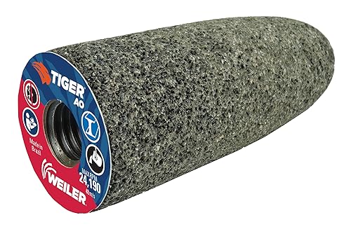 Weiler 68307 TIGER AO TYPE 16 Round Tip Portable Grinding Cone, A24-R, 1 1/2' X 3' X 5/8-11, (Pack of 12) - Poueer