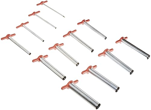 Humboldt H-9664 Plated Brass Cork Borer Sets with Handles, 0.1875' to 0.7968' OD (Set of 12) - Poueer