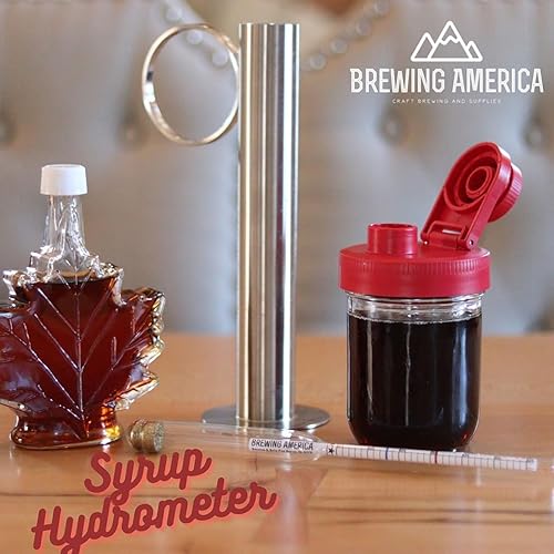 Maple Syrup Hydrometer Kit with Test Cup Testing Kit: Metal Cup, American-Made Syrup Hydrometer and Cleaning Brush by Brewing America - Poueer