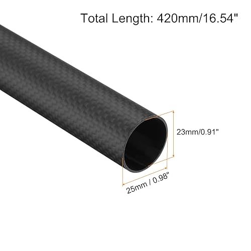 uxcell 4Pcs Carbon Fiber Tubes 25 x 27 x 500mm Matte Surface Rod 3K Roll Wrapped Carbon Round Tubing for RC Airplane Quadcopter Multicopter - Poueer