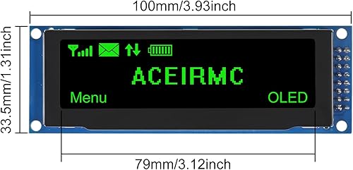 2pcs 3.12 inch OLED Display 256x64 OLED LCD Display SSD1322 Module 16pin Parallel SPI Soldering for Arduino (Green) - Poueer