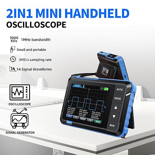 DSO153 2 in 1 Handheld Oscilloscope Signal Generator, 2.8” Digital Oscilloscope Kit, 5MSa/s Sampling Rate 1MHz Bandwidth, 0-10KHz Adjustable Signal Generator - Poueer