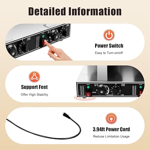 Commercial Waffle Maker, 2400W Electric Professional Round Double Head Waffle Machine for Household Bakeries Snack Bar - Poueer
