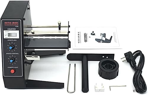 Automatic Label Dispenser, 110V Automatic Label Separator, Adjustable Speed Label Stripper, Electric Label Machine, Auto Counting 0-9999999, Label Width 4-140mm, 8.27”x7.87”x8.66”, Black - Poueer
