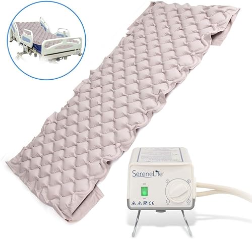 SereneLife Pressure Mattress Air Bubble Pad-Includes Electric Pump System Quiet,Inflatable Bed Air for Pressure,Ulcer and Pressure Sore Treatment-Standard Hospital Bed Size(SLAIRMATR45) - Poueer