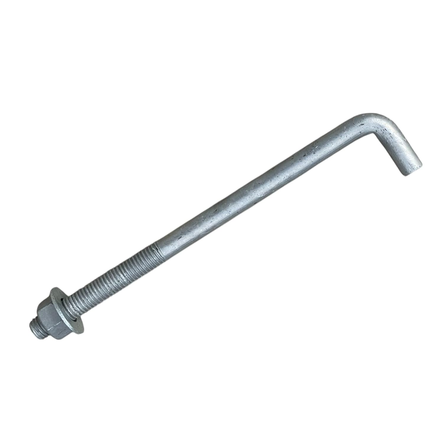 Sandbaggy 5/8' x 14' Threaded Concrete Anchor L-Bolts (Nuts & Washers Included) - Hot Dipped Galvanized - Sill Plate, Base Plate, Masonry, Wood, Cement Anchors, J Bolt (25, 5/8” x 14”) - Poueer