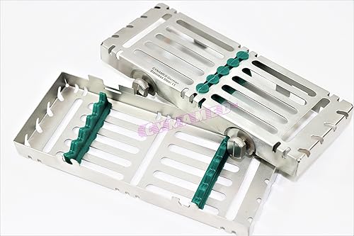2 Sterilization Cassettes with Double Button Detachable for 5 Instruments German Grade AUTOCLAVABLE CYNAMED - Poueer