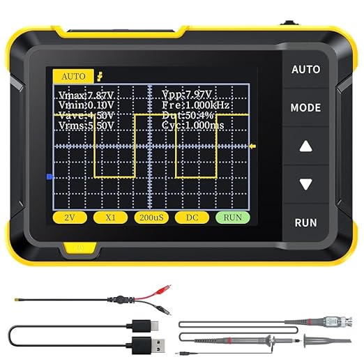 【Upgraded Model with 10X Prode] Digital Oscilloscope DSO152, Handheld Portable Automotive Oscilloscope with 2.8 inch TFT, 2.5MS/s High Sampling Rate, 200KHz Bandwidth - Poueer