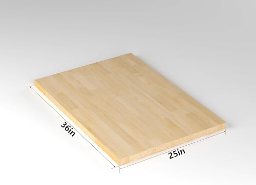 Solid Wood Butcher Block Countertop, Birch Hardwood Countertop for DIY, Kitchen/Workbench, Wood Desk Top, Dryer Counter Top, Block Work Bench Top, Unfinished Top, 1.5' Thickness, 25' W x 36' L - Poueer