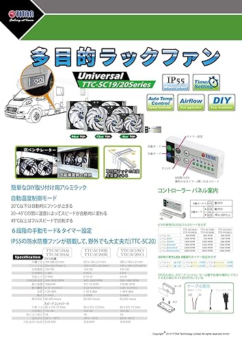 TITAN- 12V DC IP55 Waterproof Double Rack Mount Ventilation Cooling Fan with Timer and Speed Controller- TTC-SC20 (90mm) - Poueer
