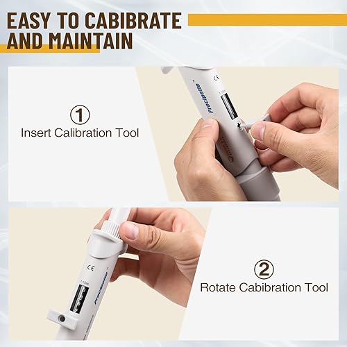 4E's USA Pipette with 200µL Tips 96 Pieces Racked, 10-100µL ISO Calibrated Adjustable Single Channel Pipettes - Poueer